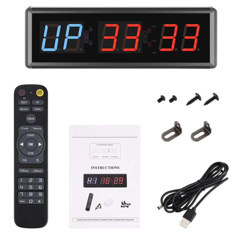 Koolertron Sport-Timer mit Fernbedienung, Intervall-Timer für Fitness, Training, Kochen und Wettkampf-Zeitmessung (S)