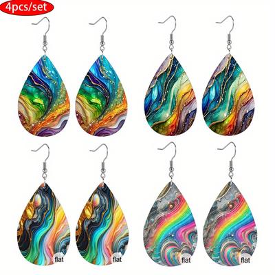 Σκουλαρίκια από Δερματίνη με Μοτίβο Μάρμαρο σε Ντεγκραντέ Y2K Μοντέρνα Γυναικεία Σκουλαρίκια Γοητευτικά Ευέλικτα Σκουλαρίκια Αξεσουάρ