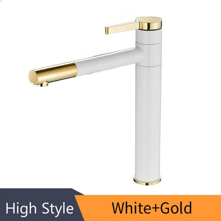 Bathroom Stainless Steel Basin Sink Faucet Cold and Hot Water Tap 360° Swivel Single Handle Household Washbasin Spout