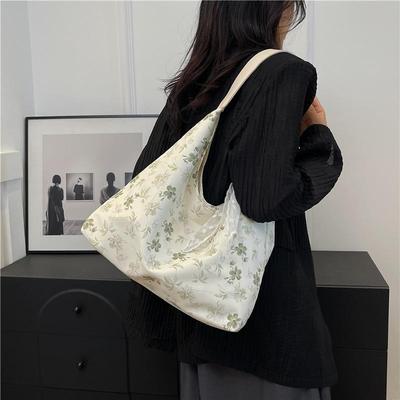 Women's Large Floral Canvas Tote - Summer Bag for College and Commuting