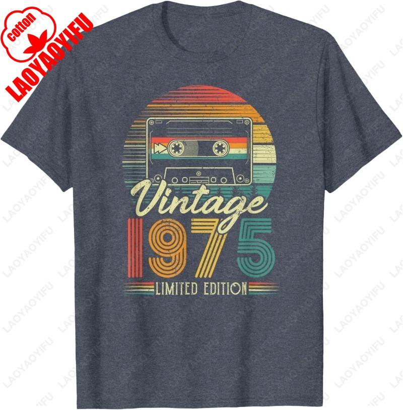 1975 Vintage Birthday Retro Men Women Gift TShirt Summer Casual Comfortable Graphic Tshirts Classics Funny Cotton Streetwear