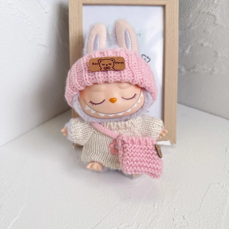 Kawai knitted hat sweater bag suit is generally suitable for 15-17cm rag vinyl doll dress accessories mini bag doll clothing