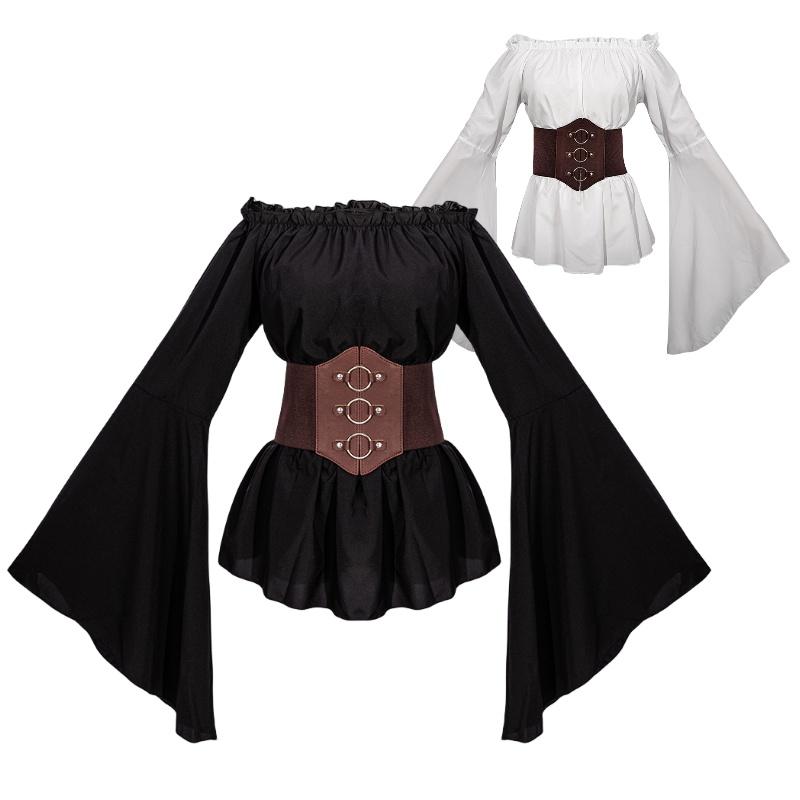 Stylish Mangguo Women's Renaissance Pirate Shirt With Long Sleeves For Performances