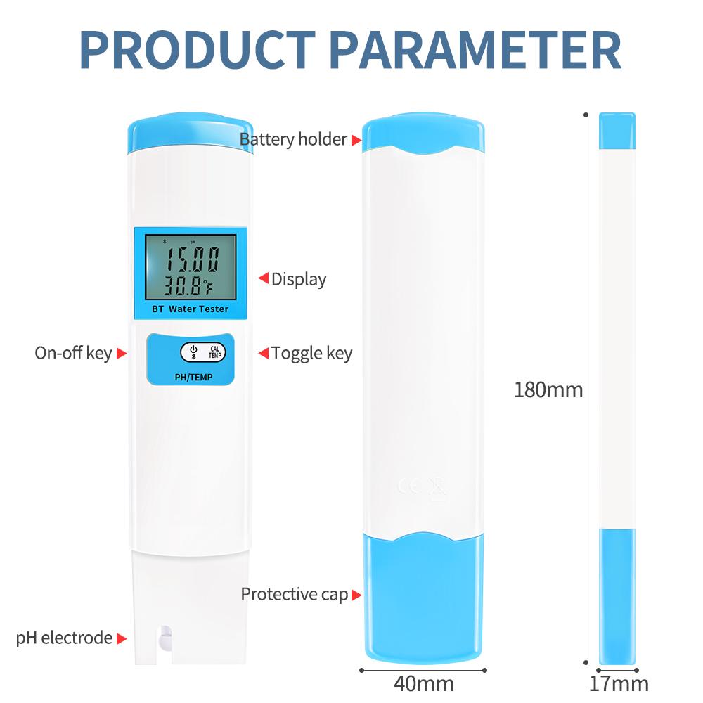 Bluetooth PH Meter 5 In 1 Water Quality Pen EC TDS SALT SG TEMP Meter 2 In 1 Water Tester PH Medidor Aquarium Pool Water Monitor