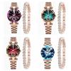 Luxury Rhinestone Quartz Watches Exquisite Watch Bracelet Set Rose Gold Watch  Daily Use