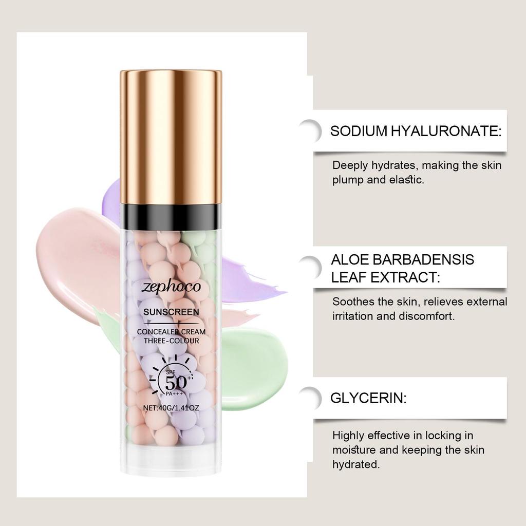 Tříbarevný duhový ochranný bariérový krém korektor bariérový krém rozjasňující hydratační sjednocující pleť fixační ochranný krém