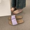 Frosted One-word with Casual Flat-bottomed Slippers for Women's Summer Wear 2025 New Dopamine Beach Cool Slippers