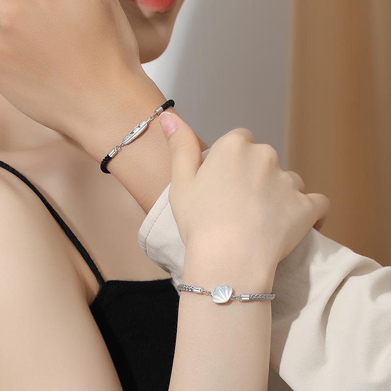 Feather You A Shell Couple Bracelet A Pair of Boys and Girls Design Sense Niche Hand Rope Birthday Gift