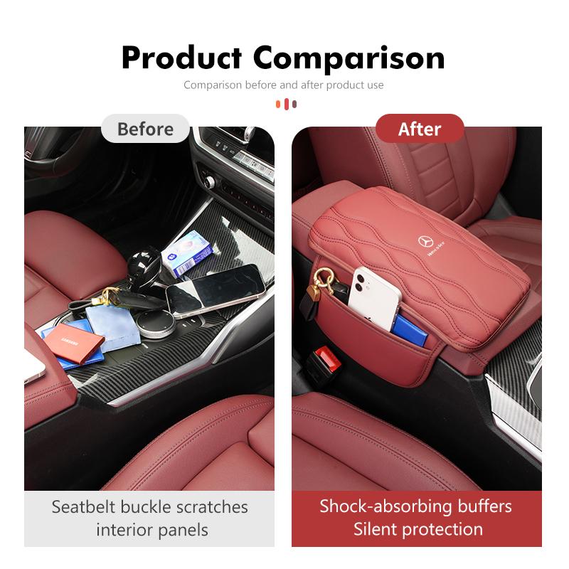 CEV5 Car Center Armrest Box Cushion Console Mat Armrest Storage Pad For Benz AMG A C E S G Class W201 W210 W108 W204 W205 W203