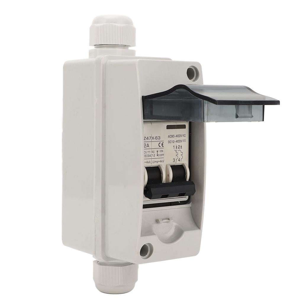 DC AC Circuit Breaker 32A Solar PV Disconnect Switch with DIN Rail Waterproof Box DC12‑400V AC90‑400