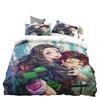 Conjunto de Roupa de Cama Dupla Infantil com Capa de Edredom e Fronhas do Anime Demon Slayer - Venda Quente 3D - Decoração de Quarto de Casa - Presente para Meninos Meninas
