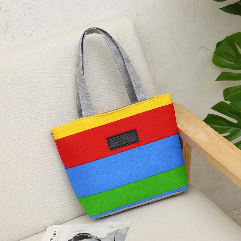 Neue gestreifte Canvas-Tasche leichte Tasche Büroangestellter lässige Schulter tragbar große Kapazität Damen-Tasche