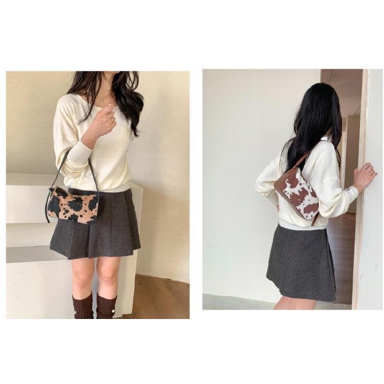 Shoulder Bag for Women Cow Print Clutches Purses Hobos Handbag with Zipper Closure Trendy Underarm Purses Commuting Bag