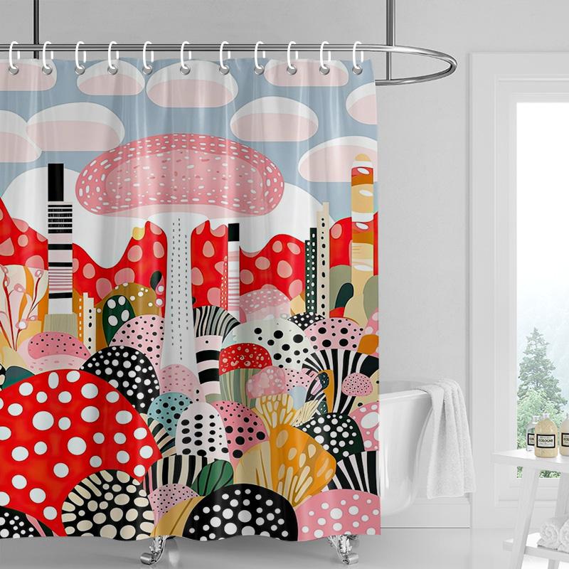 Tropical Shower Curtain - Vibrant Botanical Print with Cactus & Flowers, Waterproof Bath Decor for Spa or Boho Bathrooms