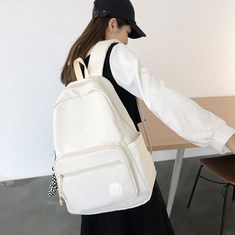 Simple and Versatile Ins Campus Style Backpack Female, Solid Color Large-capacity High School Student Schoolbag Casual Computer Backpack