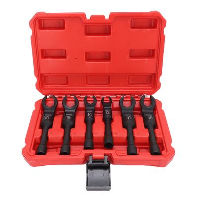 6 Stück Krähenfuß-Leitungsschlüssel-Satz 12 14 16 17 18 19 mm 3/8 Zoll Antrieb Lang Flexibler Kopf Krähenfuß-Steckschlüssel für Kraftstoff