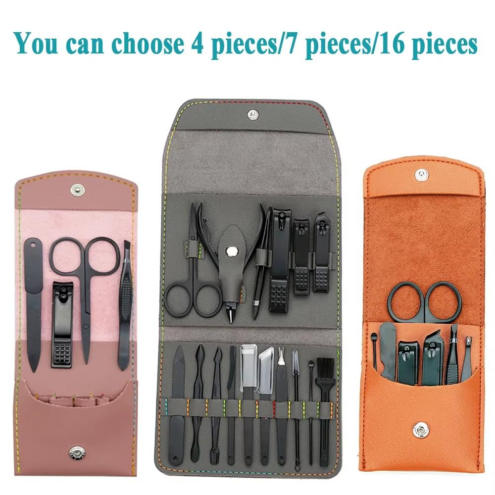 Professional 16pcs Stainless Steel Manicure Pedicure Tool Set Custom Logo Luxury Nail Clippers Kit Grooming Nail Cutter Set