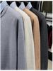 Men's Autumn/Winter Fleece-Lined Two-Piece Look Sweater with Business Shirt Collar