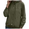 Women's Fashion-Simple Solid Color Outdoor Sports Single-breasted Pocket Windproof And Rainproof Hooded Windbreaker Pocket  Jacket