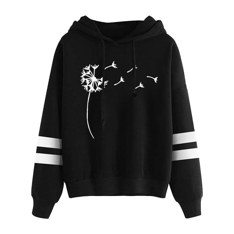 Women's Dandelion Print Hoodie with Pocket Long Sleeved Loose Pullover Hooded Top for Student