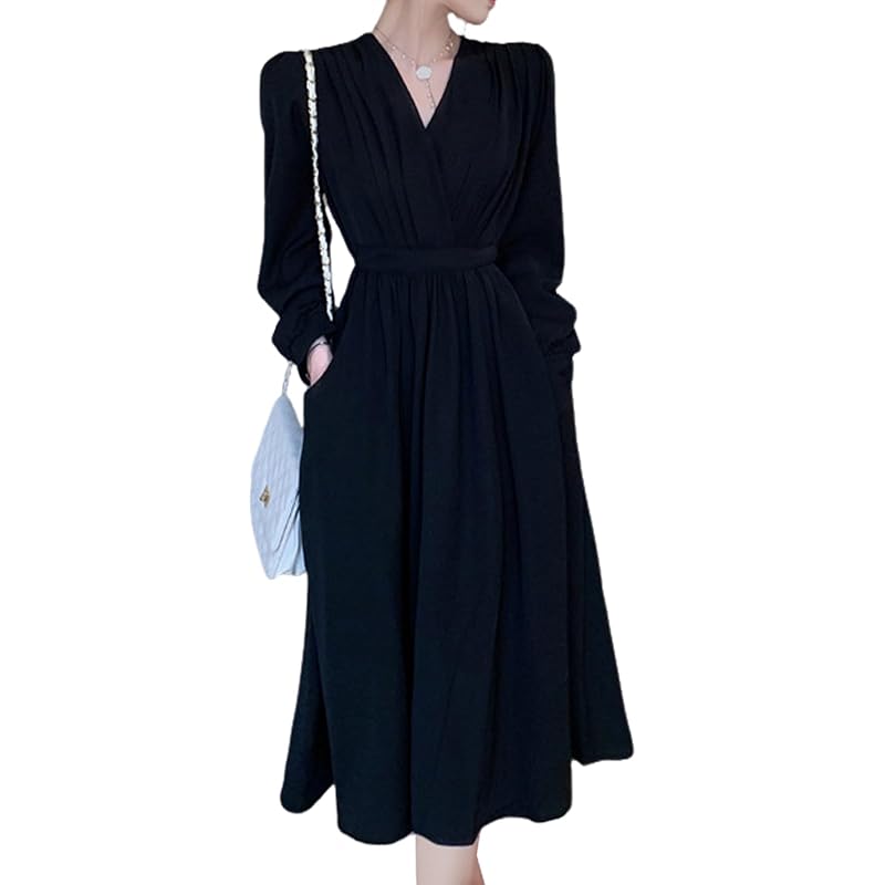 

[Luxe Relax] ladies one piece cachecoeur long Beautiful formal dress long sleeve invited graduation ceremony black black 5S-L07-BKL