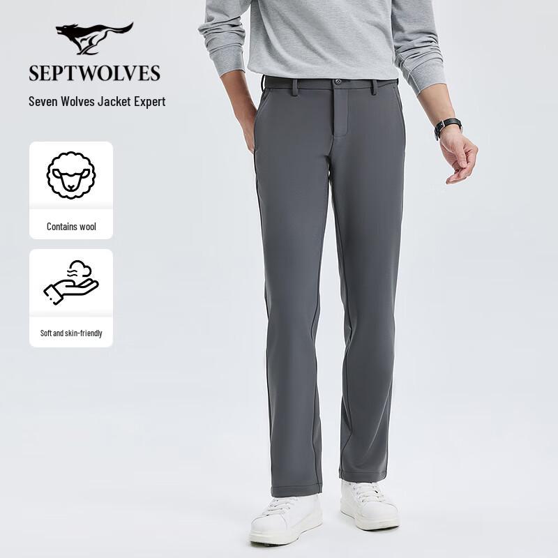 SEPTWOLVES Men's Winter Business Casual Straight-Leg Pants