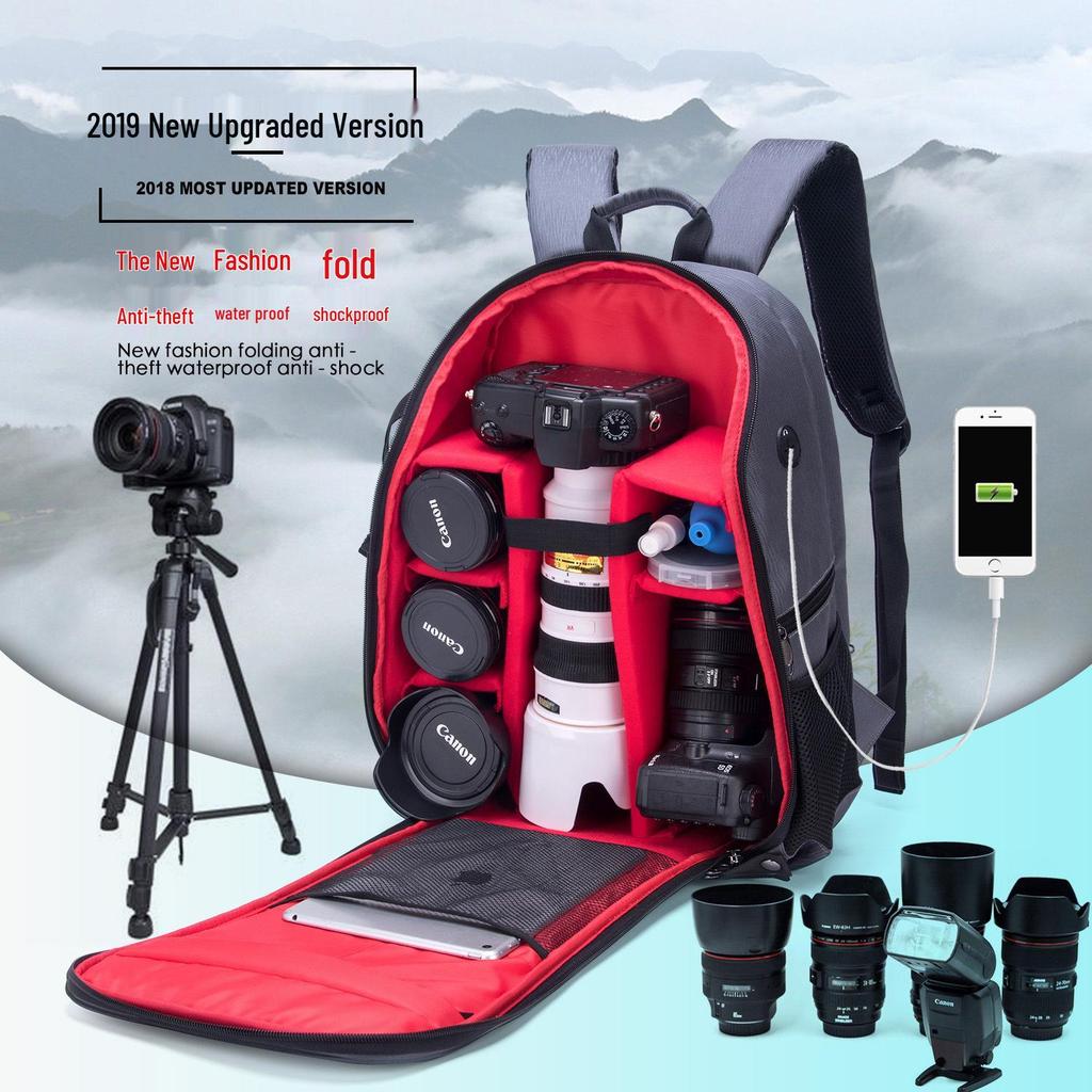 Layered Waterproof DSLR Camera & Laptop Backpack - Large Capacity, Lightweight, Unisex Photography Shoulder Bag