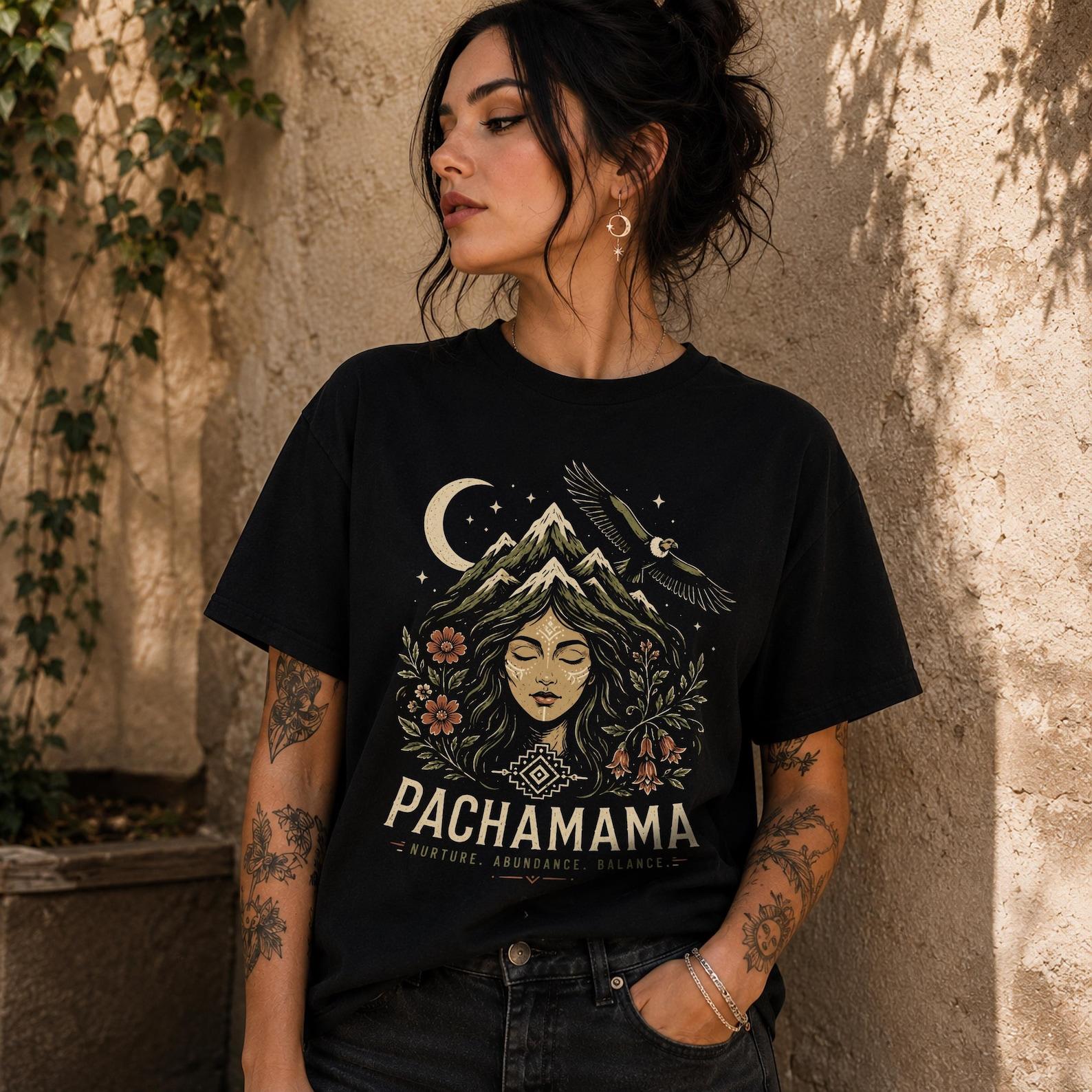 Pachamama Goddess Shirt: Andean Earth Mother Tee | Indigenous Spiritual Shirt | Nature Goddess Boho Pagan Gift | Divine Feminine Unisex Tee 3XL