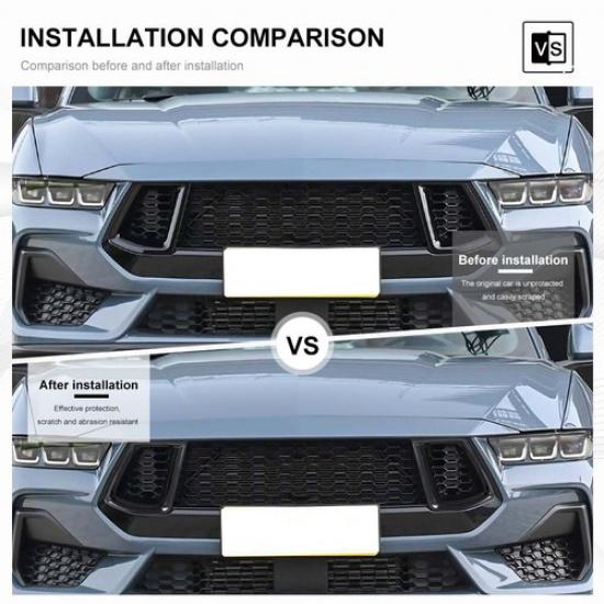2x Carbon Fiber Front Bumper Grille Side Air Vent Covers for Ford Mustang 2024+