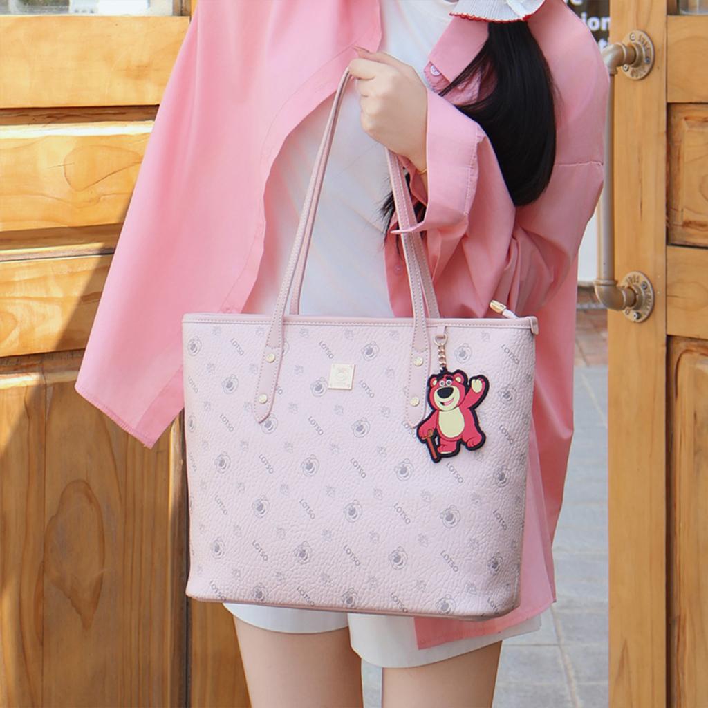 New Disney Strawberry Bear Series PVC Tote Bag, Shoulder Bag Women's Pink BMK-72609P