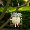 Creative Rocking Feline Planter Resin Swing Chair Design Decorative Flower Pot Fit for Modern Garden Weather Resistant