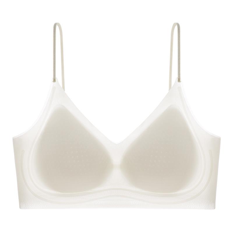 New liquid foundation seamless thin shoulder strap underwear women's small breasts gather invisible skin tone vest type beautiful back bra women