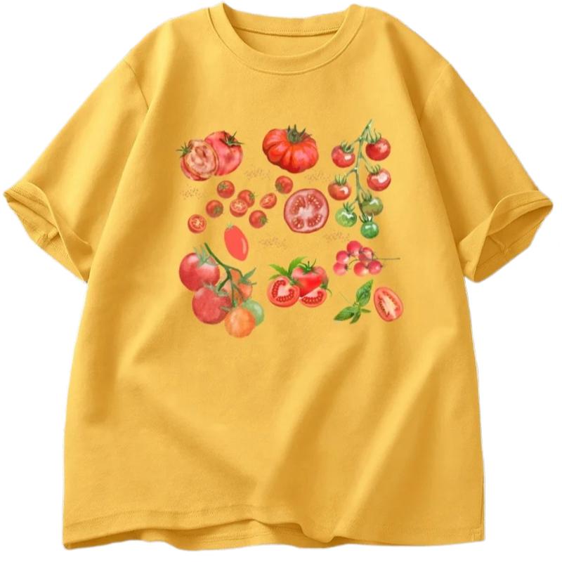 

Tomato Pattern Tshirt Rustic Style Vegan Clothing Aesthetic Womens Printed Tshirt Summer Harajuku Style Tshirt Y2K Top 4XL
