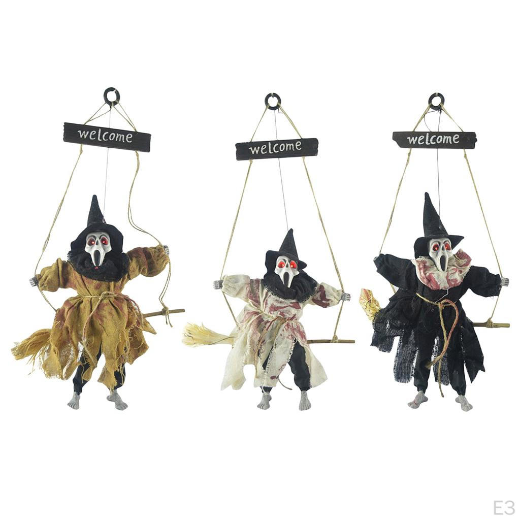 Broom Witch And Creepy Sound Halloween Prop Decor