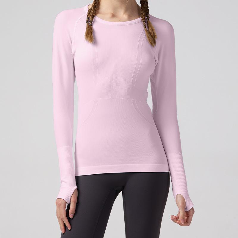Lulu Women's Seamless Slim Fit Long Sleeve Yoga Top - Breathable, Quick-Drying Sportswear for Autumn & Winter Fitness.