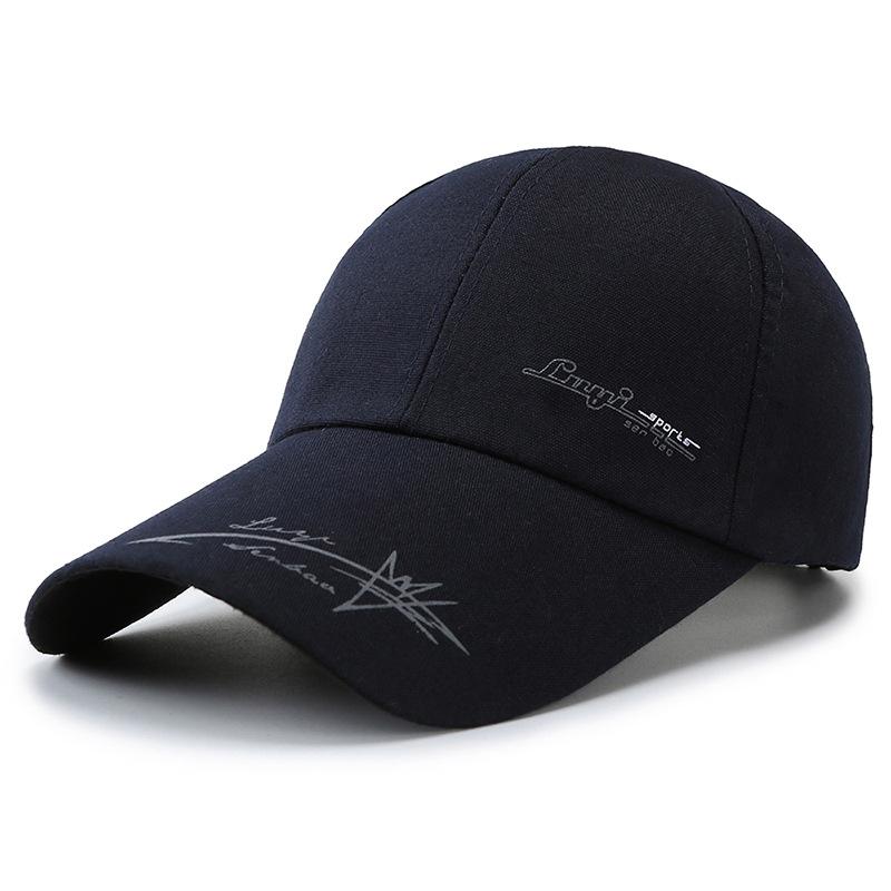 

Мужская шляпа Весна и Осень Новая парусиновая бейсболка с принтом Солнцезащитная кепка Защита от солнца Рыбалка Удлиненная кепка Adjustable тёмно-синий