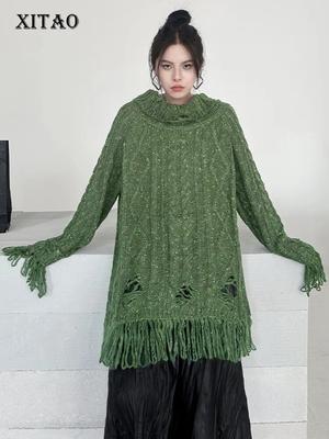 Mode Loch Frauen Quaste Stricken Pullover ZZ0087