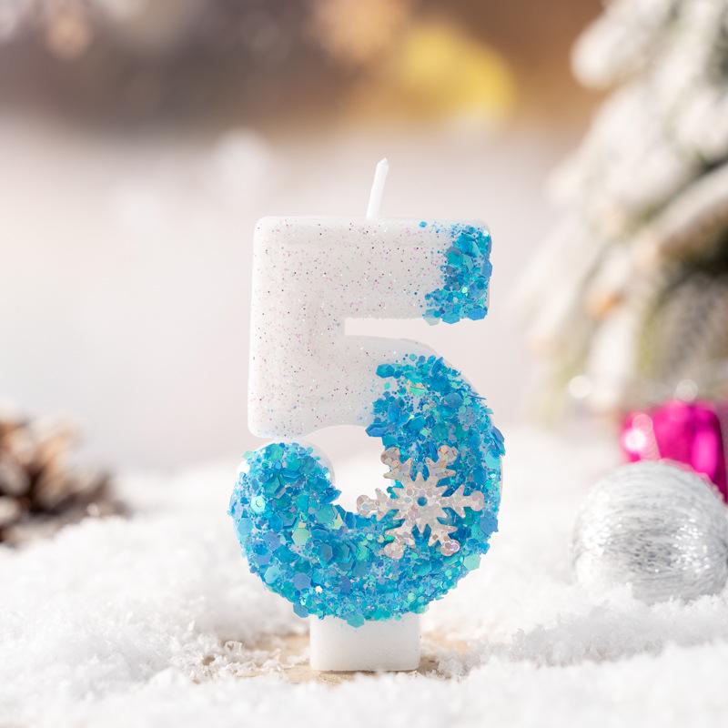 Creative Snowflake Number Birthday Cake Candles - Hot-selling Party Decoration.