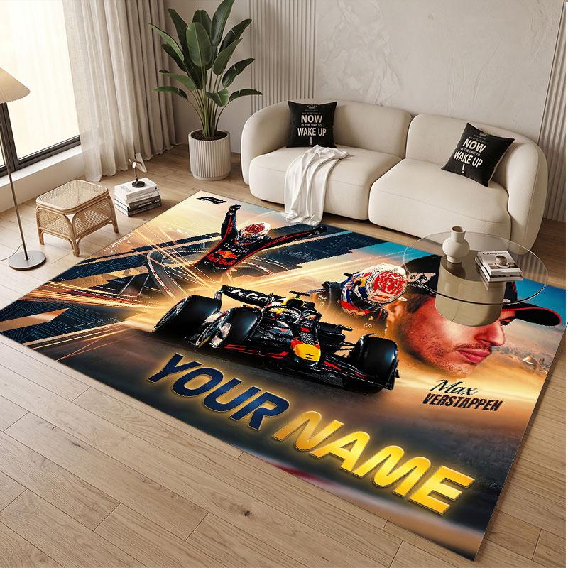 Tappeto Personalizzato Modello Max Verstappen Stampa Nome Testo Morbido Antiscivolo Tappeto per Pavimento per Decorazione Interna Casa