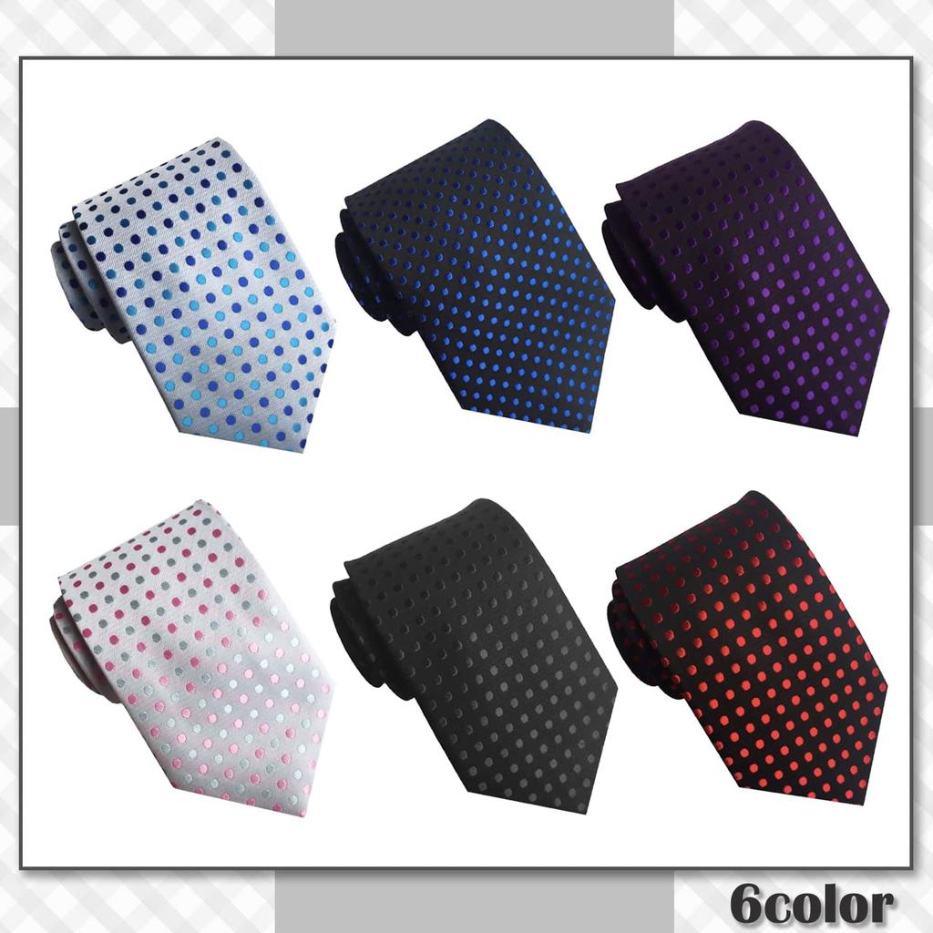 CHROME CRANE Men's Polka Dot Tie, Solid Color, Suitable for Suits, Business, Formal, and Casual Wear, NR006 (03. Black)