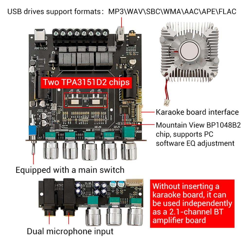 1.1 Channel Bluetooth 1.1 Subwoofer DC11-16V Amplifier Board 111WX1+111W Power Audio Stereo Amplifier Board Bass AMP AUX