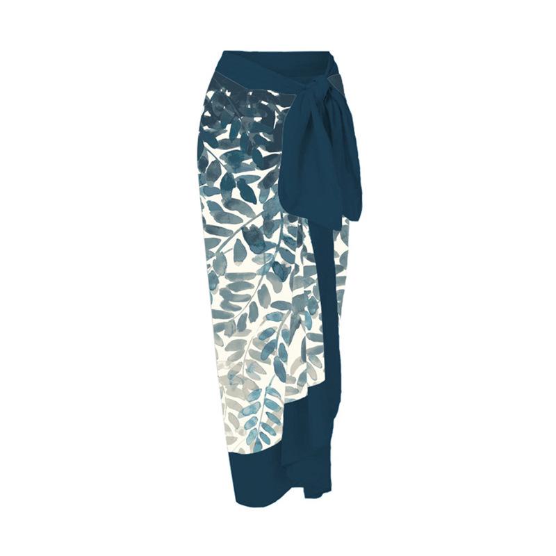 

Women s Holiday Plant Print Tie-Up Midi Dress One Size темно-синий
