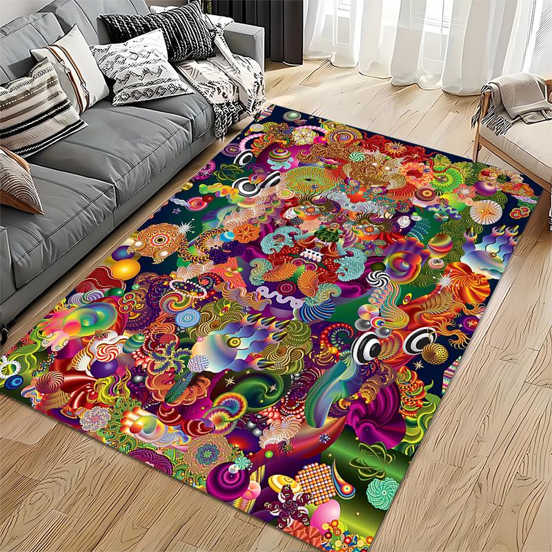 Colorful Abstract Art Pattern Carpet for Living Room Decor, Modern Style Suitable for Use As an Anti-slip for Living Room Bedroom Sofas