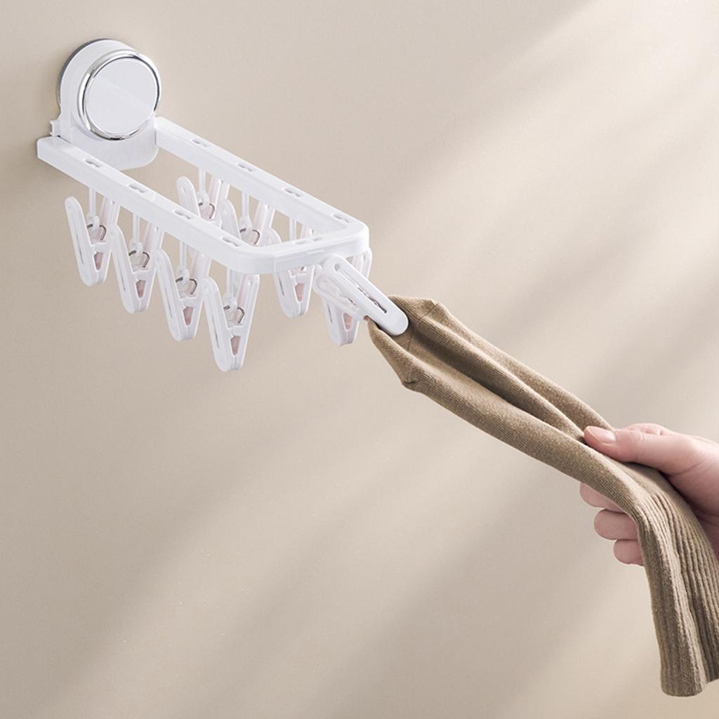 Kleiderbügel mit Saugnapf, Klapptoilette, Sockenclip ohne Stanzen, Wäscheständer, Badezimmerbalkon, Haushalt mit Clip, Kleiderbügel