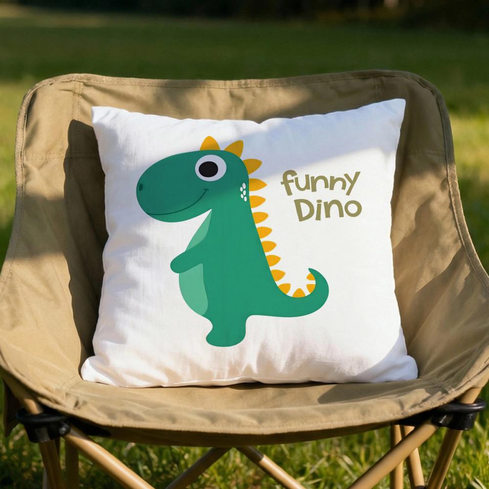 Cute Jurassic Dinosaur Cushion Cover Soft Reversible  Durable Pillow Cover  MultiScene Use for Home  Car Daily Comfort