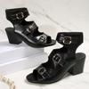 Kitten Heel Block Heel Rubber Fish Mouth High Heels Versatile Temperament Women's Roman Sandals