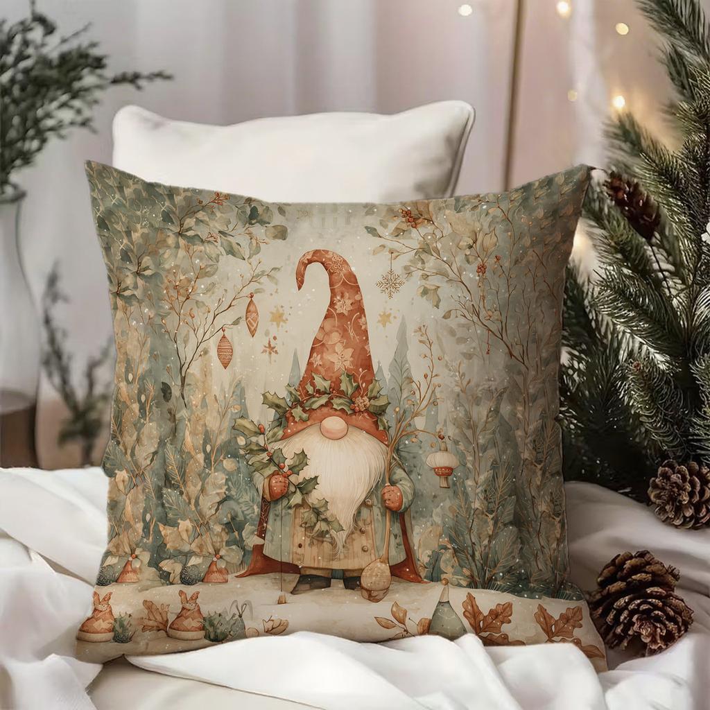 Weihnachts-Gnom-Muster-KissenbezugGeeignet für Sofa, Auto, Schlafzimmer, dekorative Kissenhülle, Kissenbezug