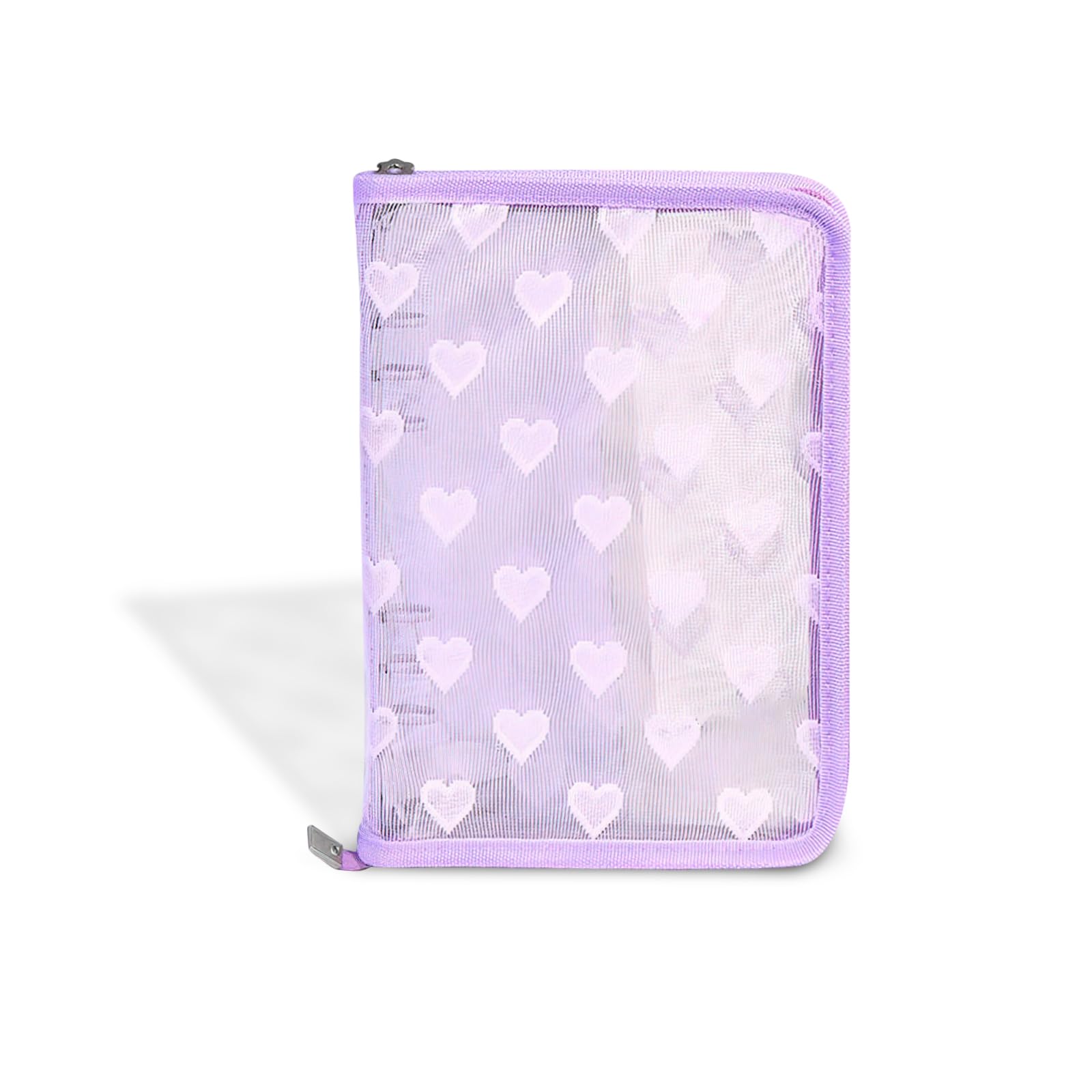 

анинако Подставка акриловая для хранения А5 Акриловая подставка Специальный файл для акрила Большая вместимость Застежка-молния Узор сердечки Идеально для товаров отаку Портативный фиолетовый