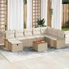 Garden Sofa Set with Cushions and Storage 9 Pcs Beige Poly Rattan