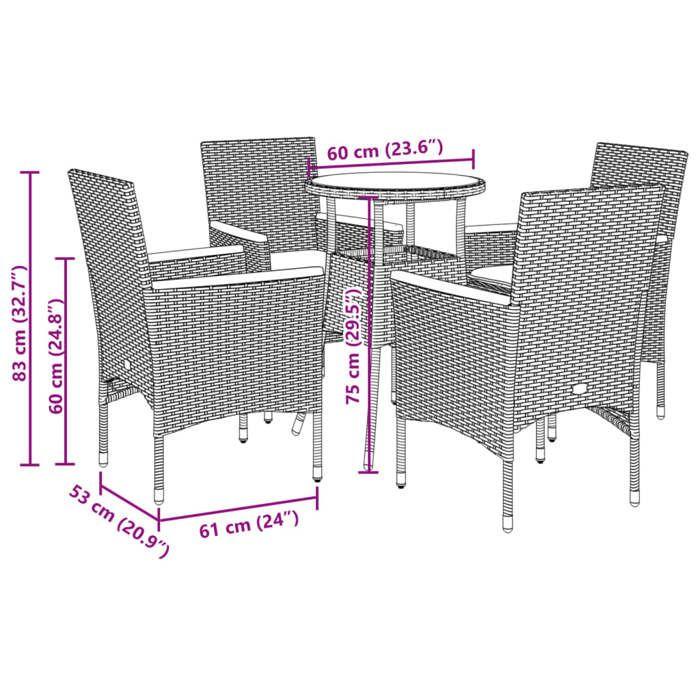 VidaXL Garden Dining Set and Cushions 5 Pcs Beige Rattan Glass 3278726